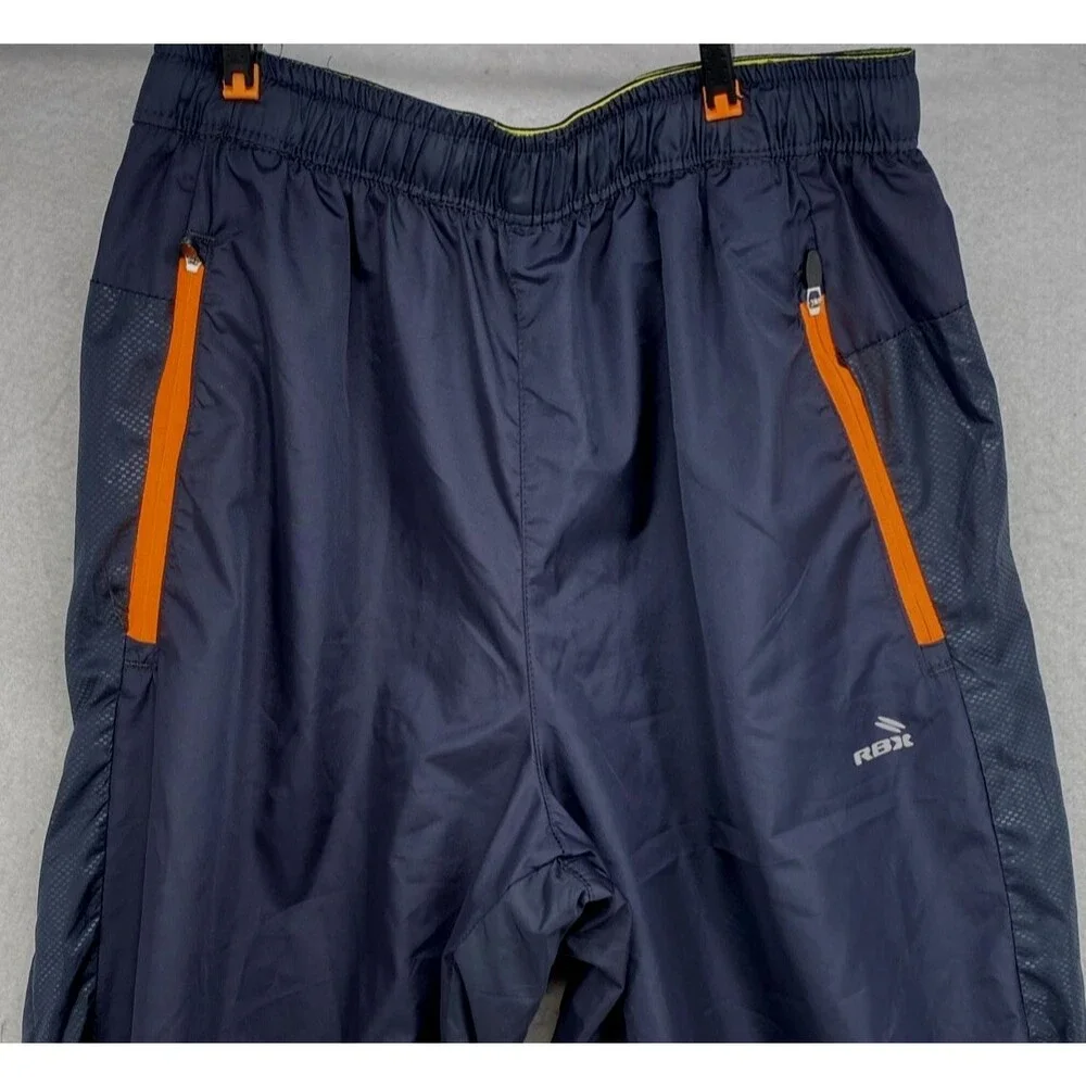 RBX Performance Men's Small Blue Track Pants Mesh Lined Orange Zipper Joggers S